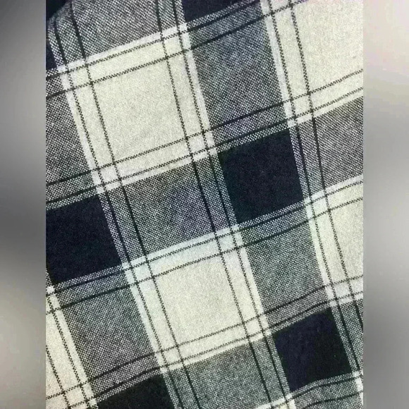 Coldwater Creek Size 1X Pea Coat Flannel Plaid Shaket Wool Black Button Down - Picture 2 of 7